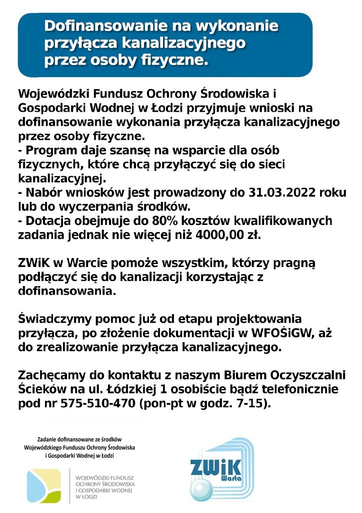 Dofinansowanie Na Wykonanie Przy Cza Kanalizacyjnego Przez Osoby